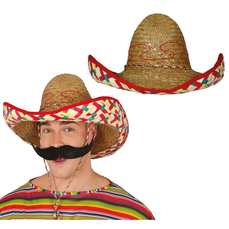 Mexicansk Sombrero Stråhat Multi | Mexico Hat / Hue / Hjelm - Hovedtilbehør - Temashop