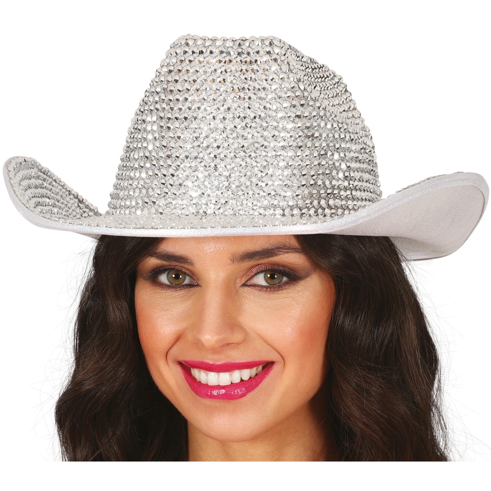 Paillet Cowboyhat Sølv (35,9 x 30 x 14,8 cm) | Det vilde vesten Hat / Hue / Hjelm - Hovedtilbehør - Temashop