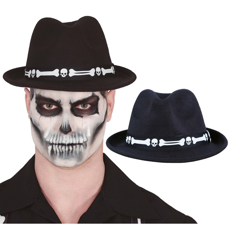 Skelet Fedora | Skelet Hat / Hue / Hjelm - Hovedtilbehør - Temashop