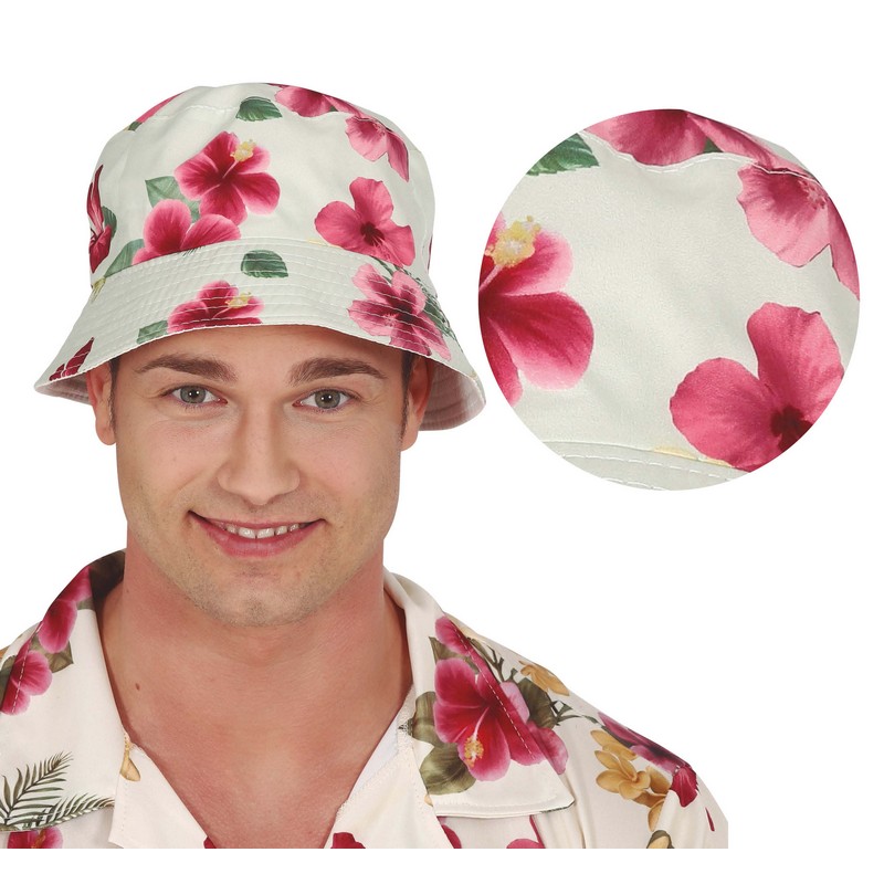 Hawaii Blomster Bøllehat | Hawaii Hat / Hue / Hjelm - Hovedtilbehør - Temashop