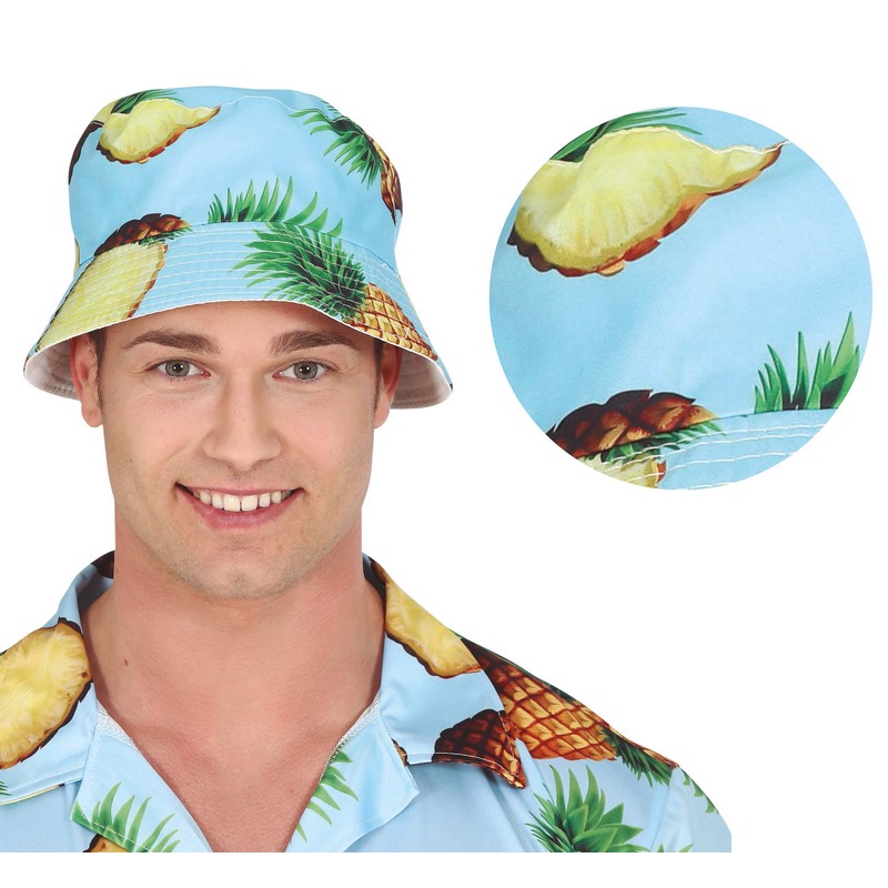 Hawaii Ananas Bøllehat Blå | Hawaii Hat / Hue / Hjelm - Hovedtilbehør - Temashop