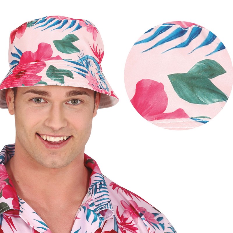 Hawaii Blomster Bøllehat | Hawaii Hat / Hue / Hjelm - Hovedtilbehør - Temashop