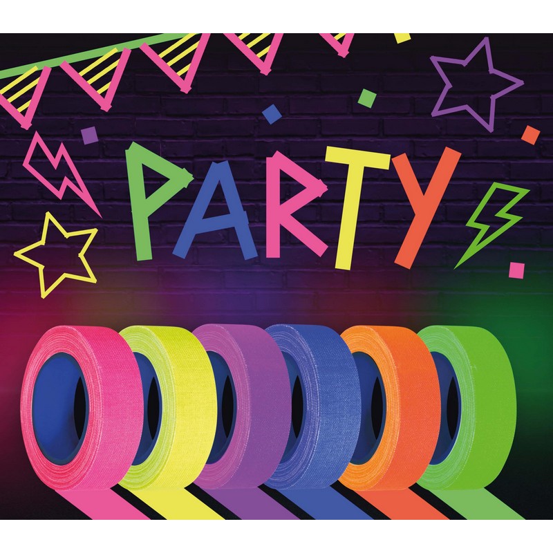 Neon UV Tape Sæt - 6 stk (5 m) | UV / Neon Bånd - Temashop
