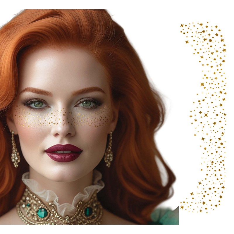 Glimmer Fregner Ansigtssmykker Guld | Guld tema Sminke / Makeup - Makeup & Negle - Temashop