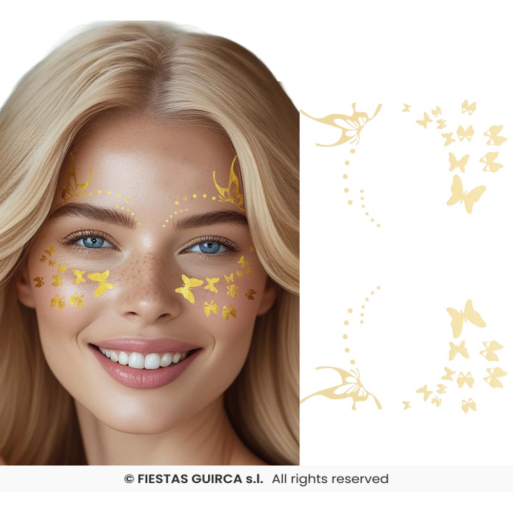 Guld Sommerfugle Ansigtstatoveringer | Sommerfugl Tatoveringer - Makeup / Negle - Temashop