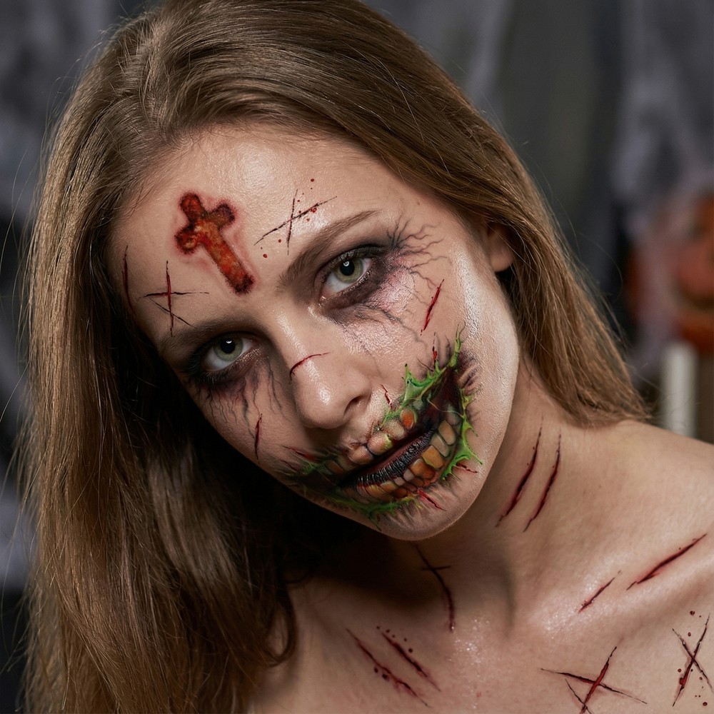 Zombie Falske Ansigtstatoveringer | Zombie Falske tatoveringer - Festtilbehør - Temashop