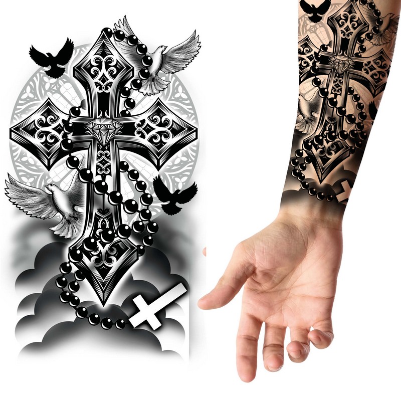 Gotisk Kors Falsk Tatovering (14 x 30 cm) | Gotisk Falske tatoveringer - Festtilbehør - Temashop