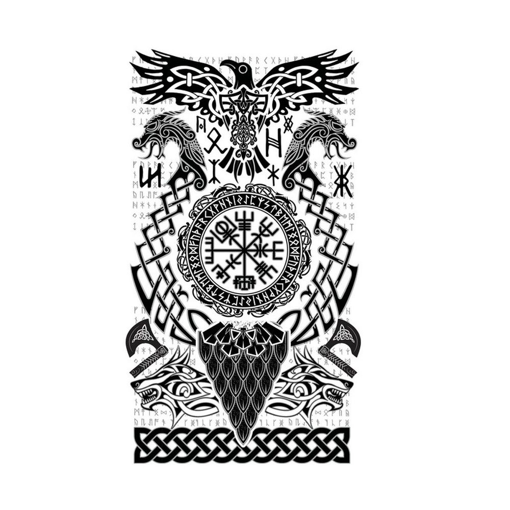 Viking Falsk Tatovering (14 x 30 cm) | Viking Falske tatoveringer - Festtilbehør - Temashop