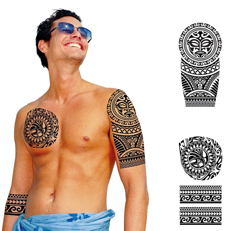 Tribal Falske Tatoveringer Sort (14 x 30 cm) | Biker Falske tatoveringer - Festtilbehør - Temashop
