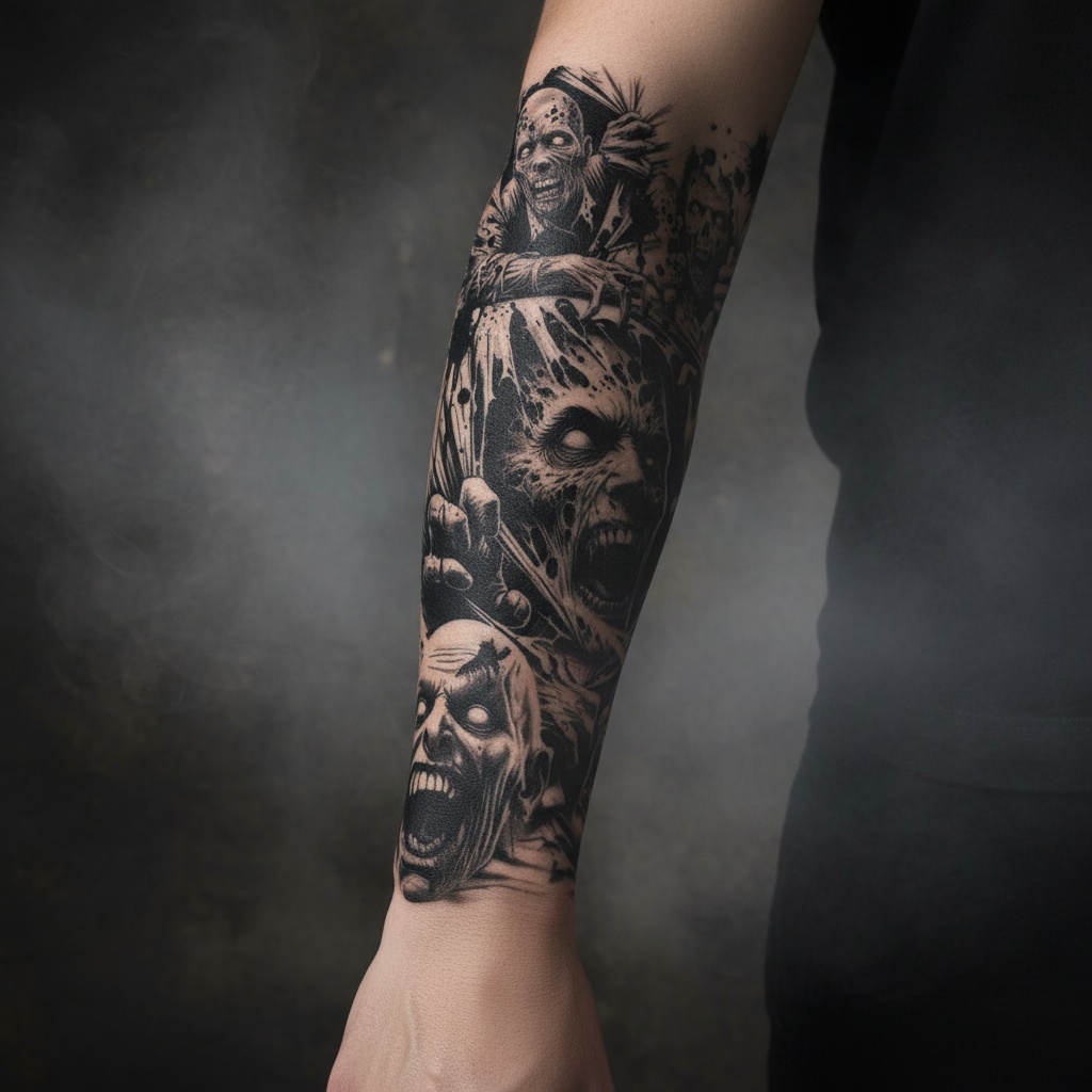 Zombie Arm Falsk Tatovering | Zombie Falske tatoveringer - Festtilbehør - Temashop