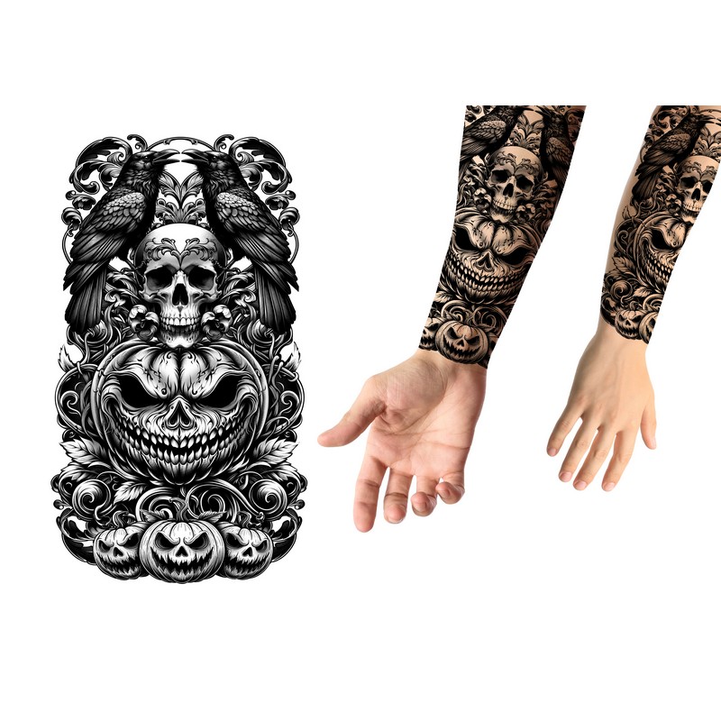 Kranie Græskar Falsk Tatovering | Græskar Falske tatoveringer - Festtilbehør - Temashop