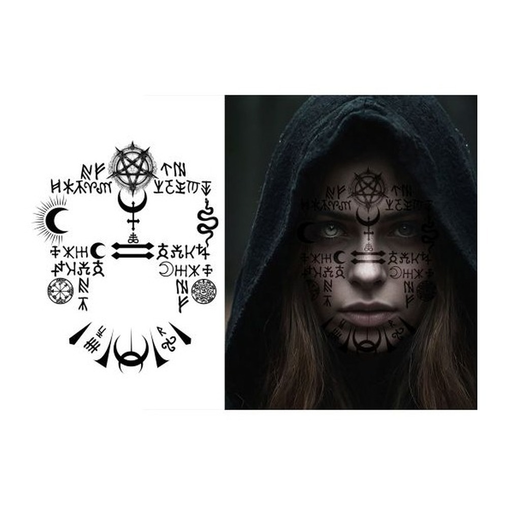 Satanisk Ansigtstatovering (30 x 13 cm) | Satanisk Tatoveringer - Makeup / Negle - Temashop