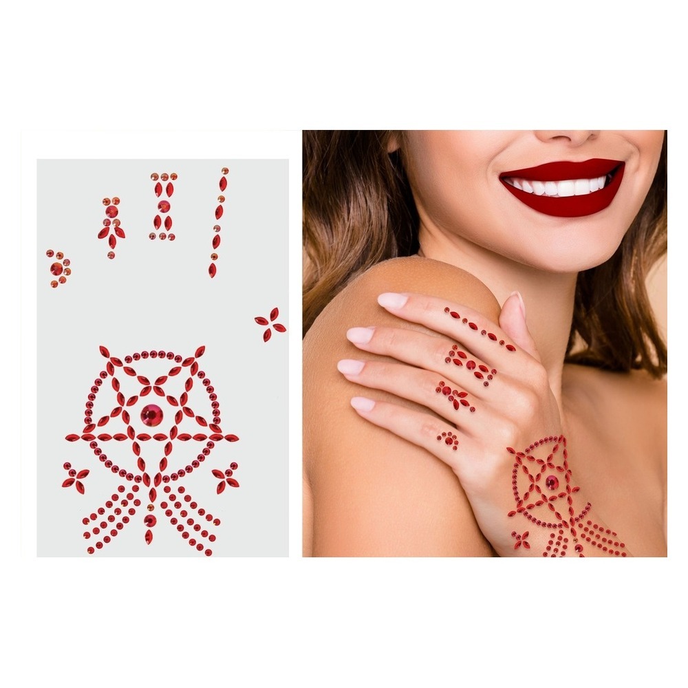 Røde Sataniske Selvklæbende Smykker (11 x 18 cm) | Satanisk Tatoveringer - Makeup / Negle - Temashop