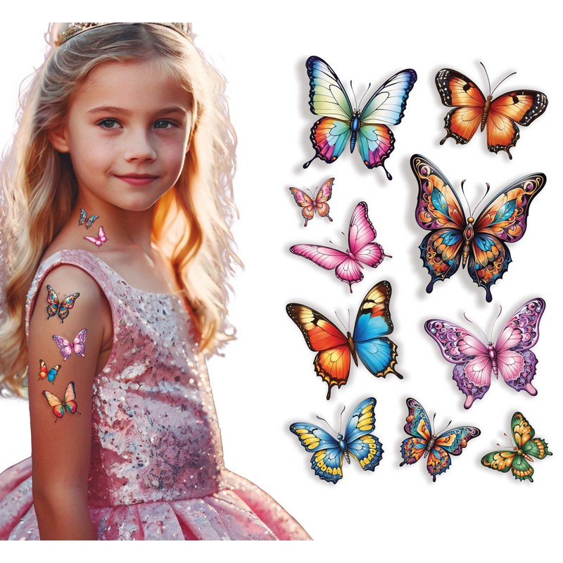 Sommerfugle Falske Tatoveringer | Sommerfugl Falske tatoveringer - Festtilbehør - Temashop