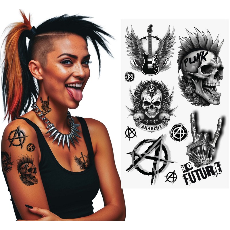 Punk Falske Tatoveringer | Punker Falske tatoveringer - Festtilbehør - Temashop