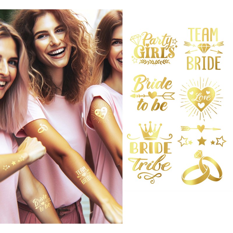 Bride To Be Falske Tatoveringer | Bachelorette Falske tatoveringer - Festtilbehør - Temashop