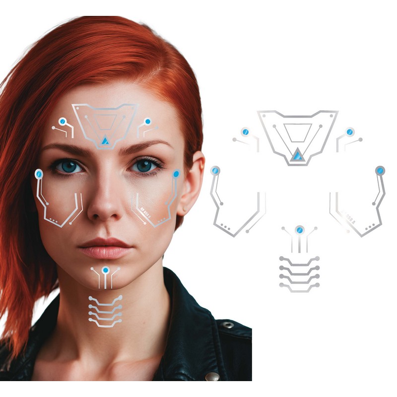 Cyborg Falske Tatoveringer | Robot Falske tatoveringer - Festtilbehør - Temashop