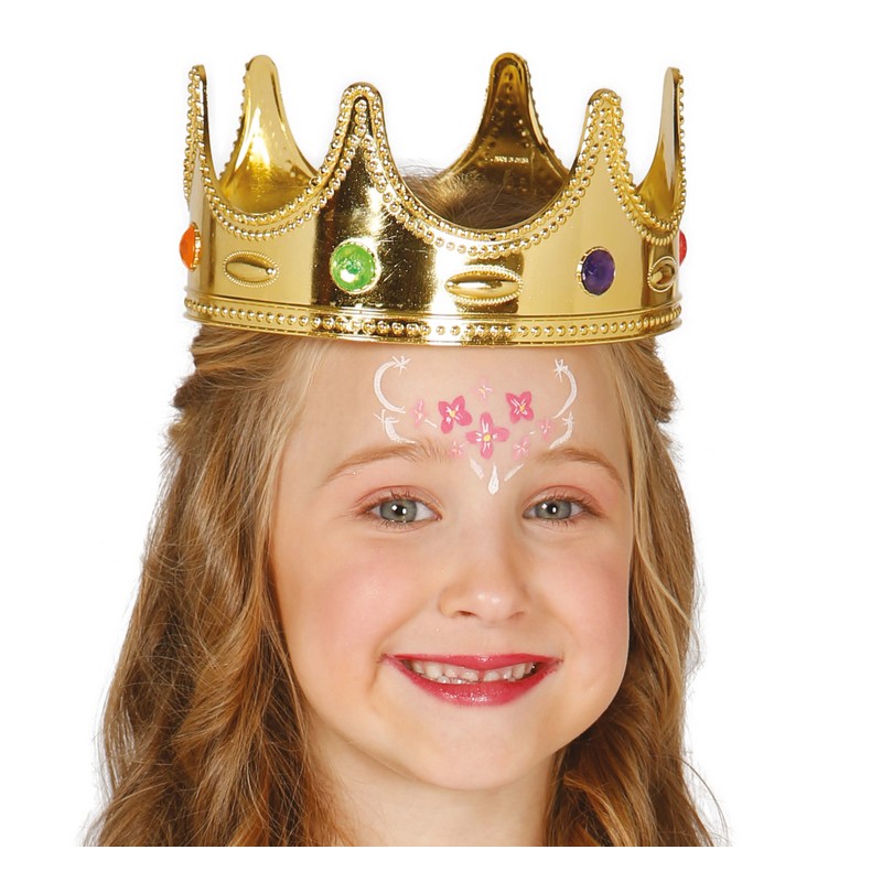 Dronningekrone Børn Guld | Dronning Hat / Hue / Hjelm - Hovedtilbehør - Temashop