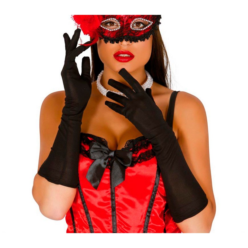 Kabaret Masquerade Lange Handsker Sort | Masquerade Handsker - Beklædning - Temashop