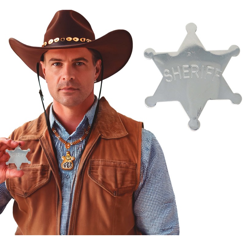 Metal Sherifstjerne Sølv | Det vilde vesten Badges / Brocher - Smykker - Temashop