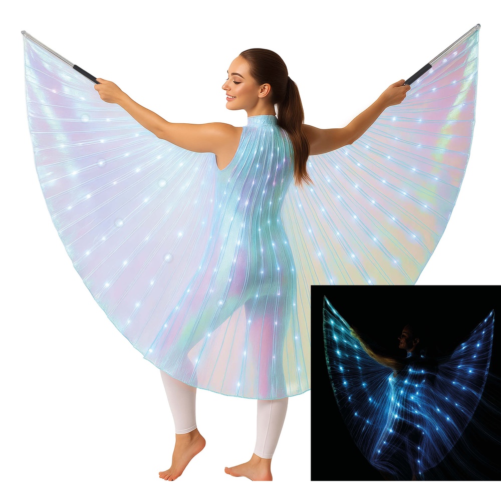Iriserende LED Vingekappe (140 cm) | Fe Kappe - Beklædning - Temashop