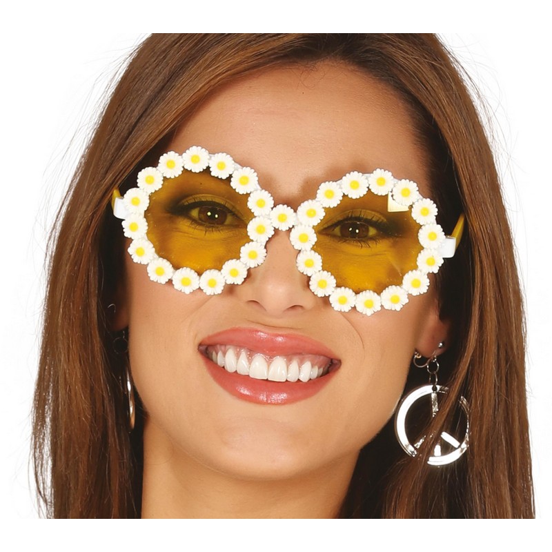 Hippie Marguerit Briller Gul | 60'erne Hippie Briller - Hovedtilbehør - Temashop