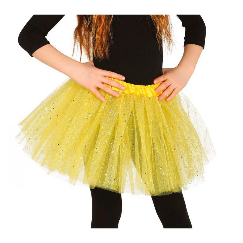 Glitrende Børnetylskørt Gul | Ballerina Bukser / Skørt / Shorts - Beklædning - Temashop