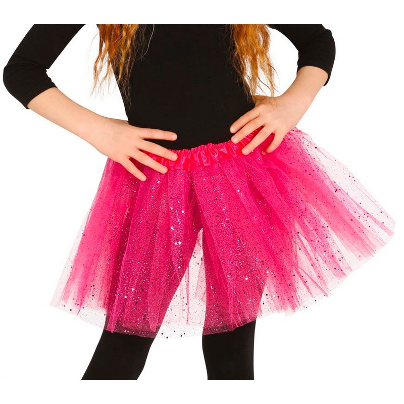 Glitrende Børnetylskørt Pink | Pink tema Bukser / Skørt / Shorts - Beklædning - Temashop