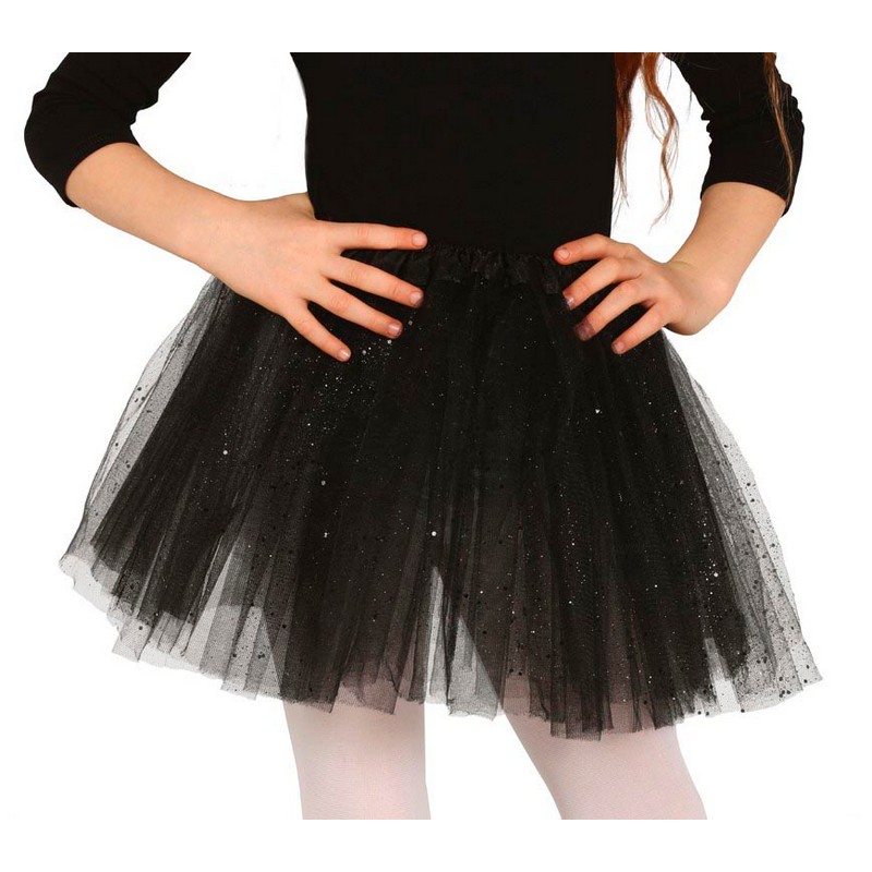 Glitrende Børnetylskørt Sort | Ballerina Bukser / Skørt / Shorts - Beklædning - Temashop