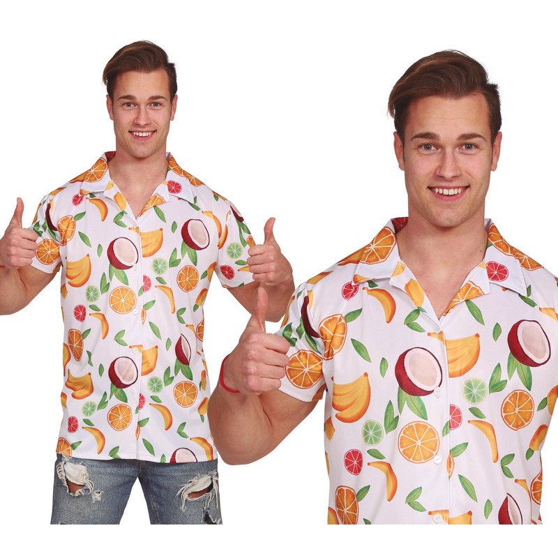 Frugt Hawaiiskjorte - Natur kostume til voksne i størrelserne M-L | Frugt kostume til mænd - Temashop