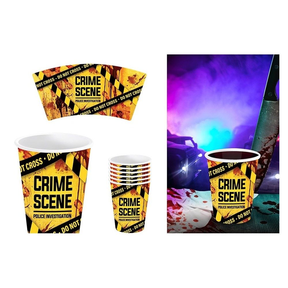 Crime Scene Papkrus - 6 stk (240 ml) | Halloween Krus - Temashop
