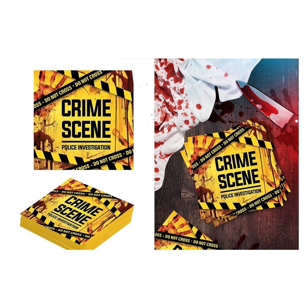Crime Scene Servietter - 20 stk (16 x 16 cm) | Blodstænk Servietter - Temashop