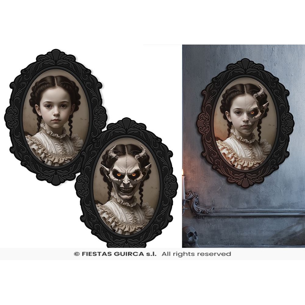Dæmonpige Holografisk Billede Sort - 1 stk (35 x 48 cm) | Halloween Plakat - Temashop