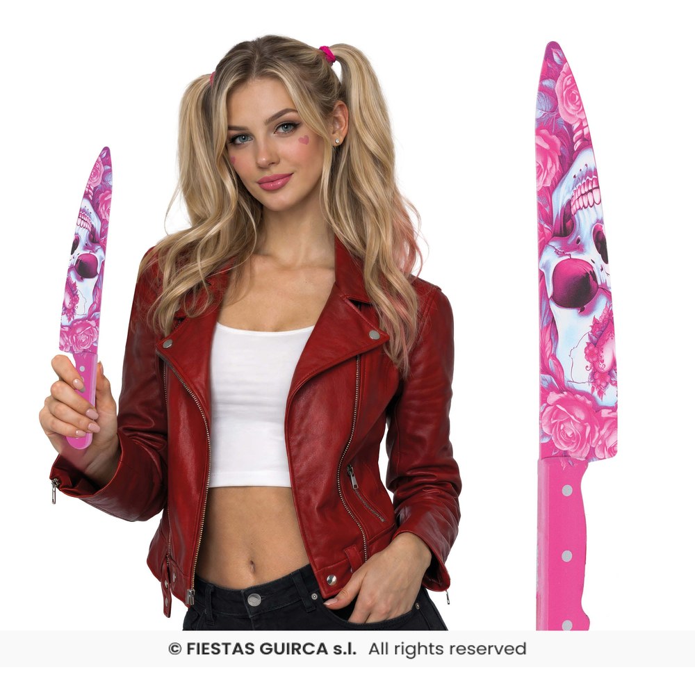Kraniekniv Lyserød (37 cm) | Halloween Våben - Kropstilbehør - Temashop