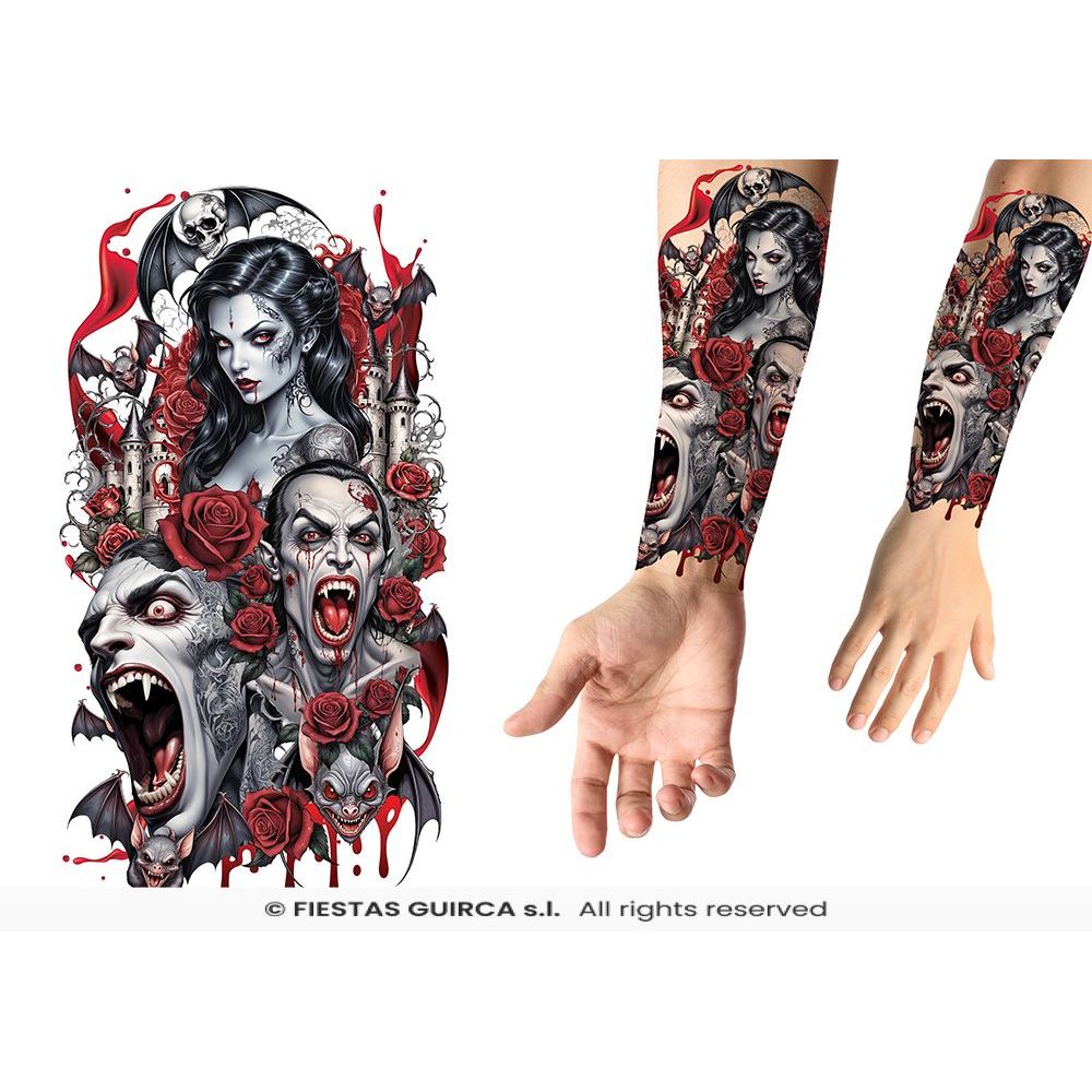 Vampyr Falske Tatoveringer (14 x 30 cm) | Vampyr Tatoveringer - Makeup / Negle - Temashop