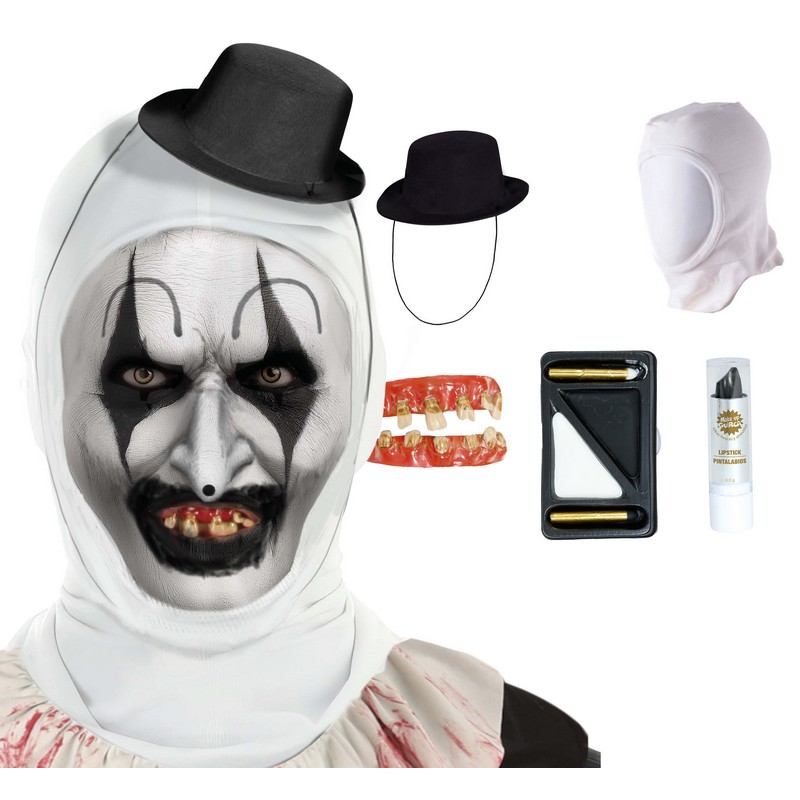 Horror Klovnesæt Deluxe Hvid/Sort | Horror Clown Tilbehørskit - Kropstilbehør - Temashop