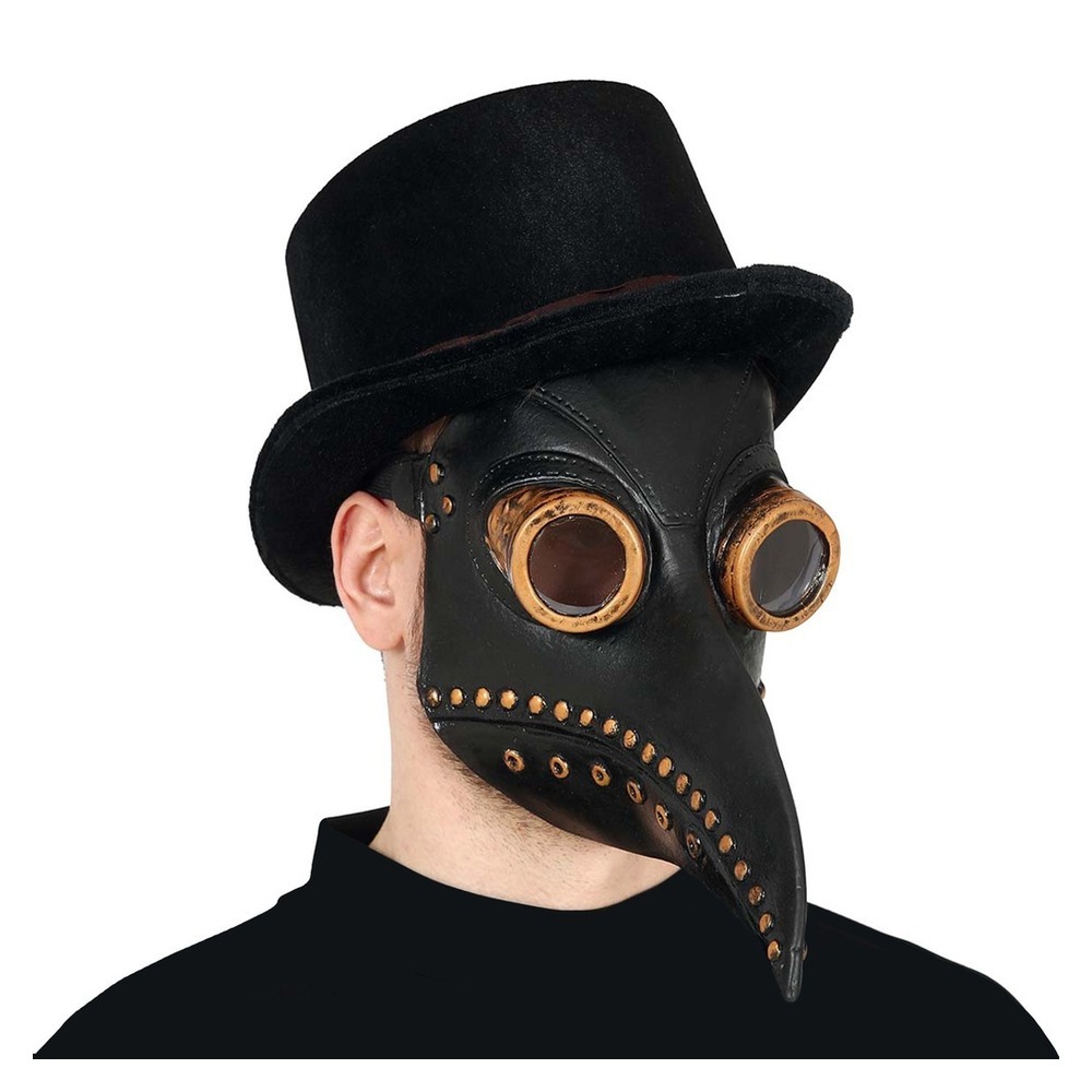 Pestdoktor Latexmaske Sort