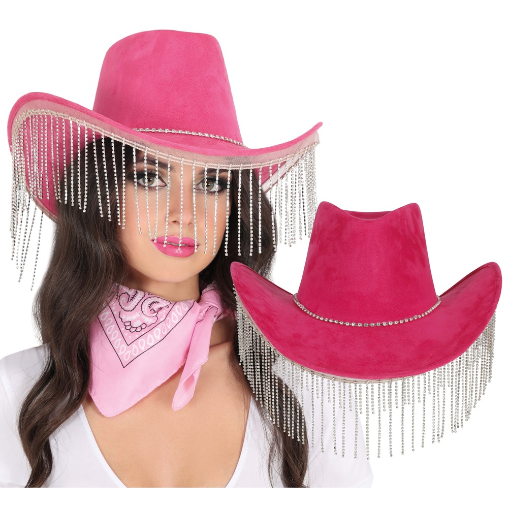 Glimmer Cowboyhat Lyserød | Det vilde vesten Hat / Hue / Hjelm - Hovedtilbehør - Temashop