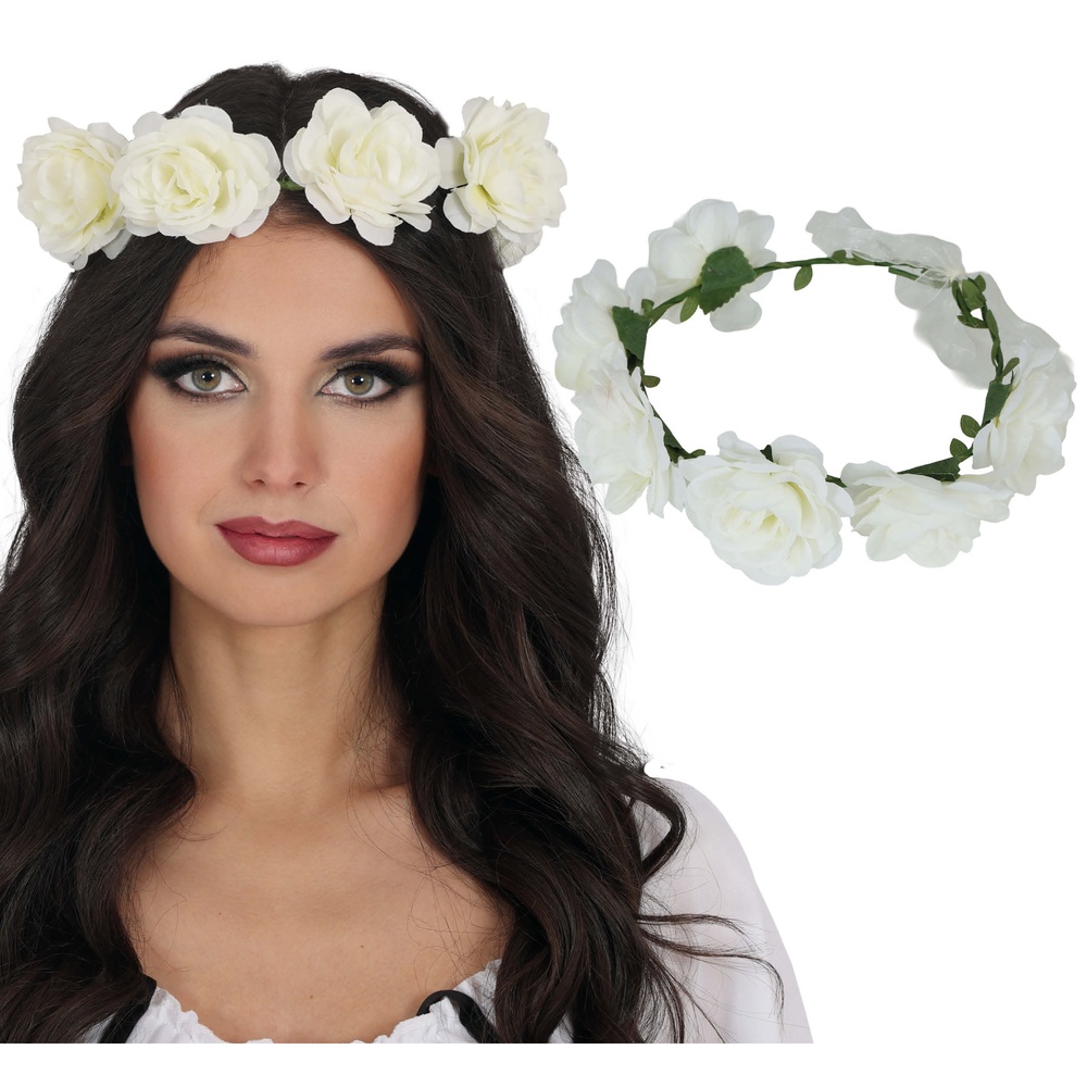 Blomsterkrans Hvid | Blomst Hårbøjle / Pandebånd / Hårbånd - Hovedtilbehør - Temashop