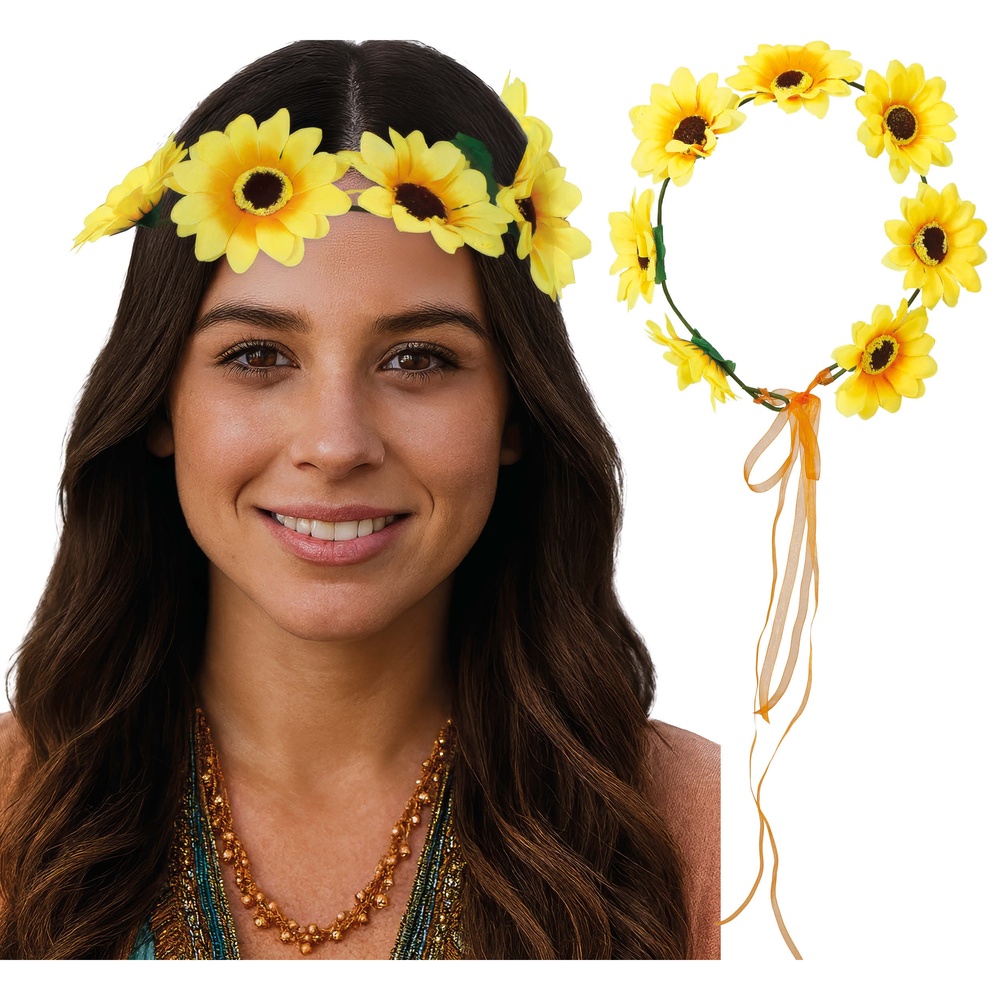 Solsikke Blomsterkrans | Blomst Hårbøjle / Pandebånd / Hårbånd - Hovedtilbehør - Temashop