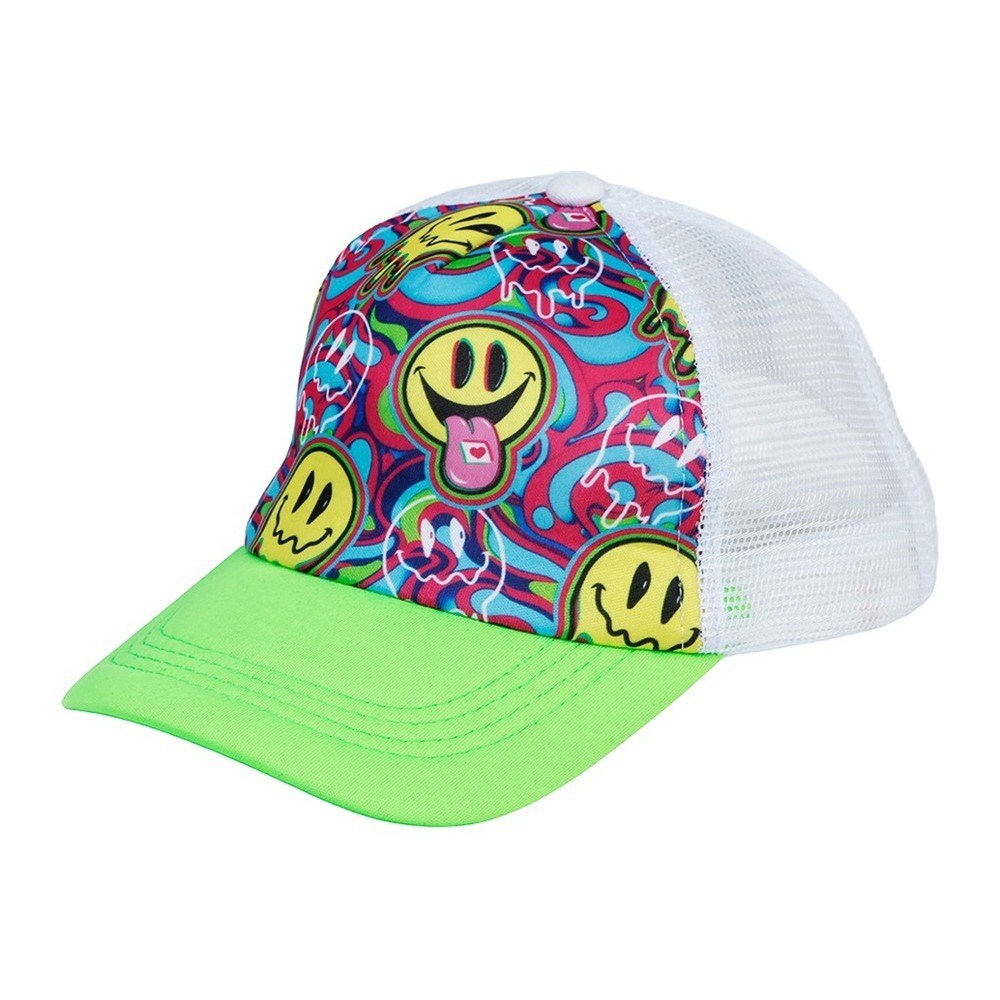 Psykedelisk Smiley Kasket (77 x 27,2 x 1 cm) | Festival Hat / Hue / Hjelm - Hovedtilbehør - Temashop