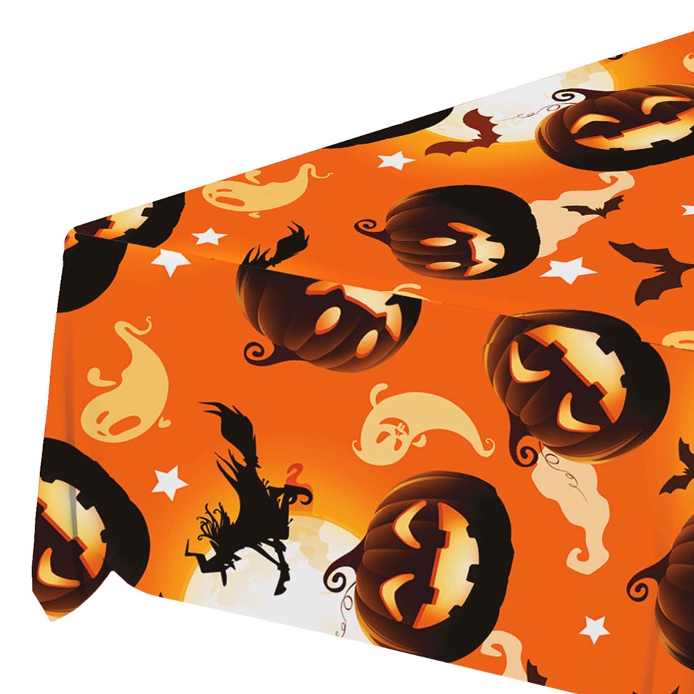 Græskar Halloween Plastdug - 1 stk (137 x 274 cm) | Græskar Duge - Temashop