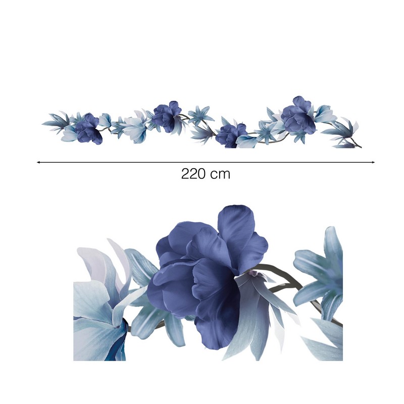 Blomsterguirlande Blå/Grå