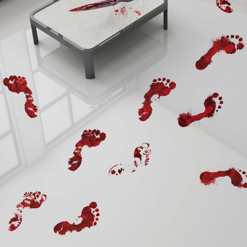 Blodige Fodspor - 2 stk (25 x 70 cm) | Blodstænk Cutouts - Temashop