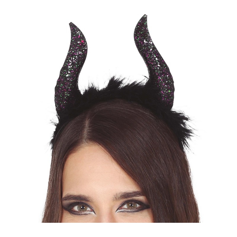 Glitter Djævlehorn Hårbøjle | Djævel Hårbøjle / Pandebånd / Hårbånd - Hovedtilbehør - Temashop