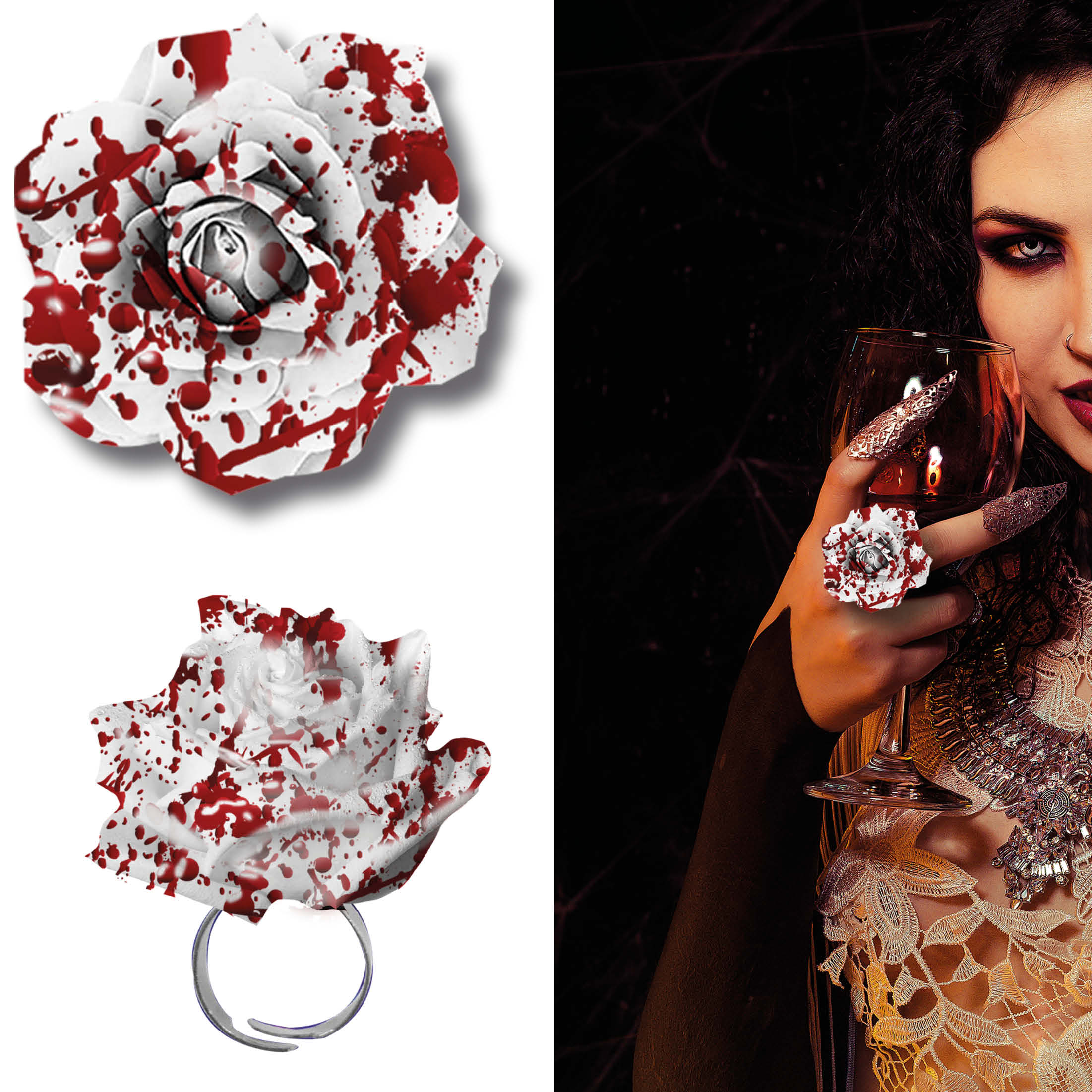 Blodig Rose Ring | Blodstænk Ringe - Smykker - Temashop