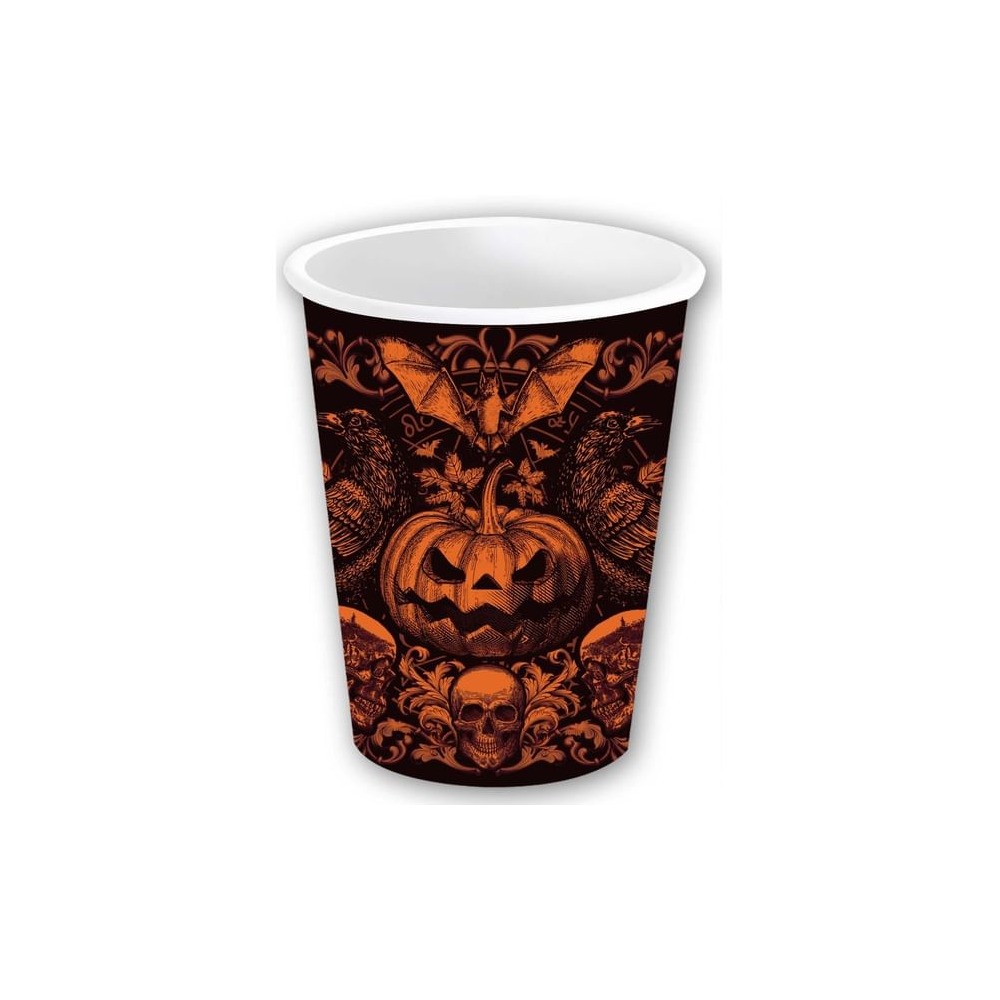 Gotisk Græskar Papkrus - 6 stk (240 ml) | Græskar Krus - Temashop