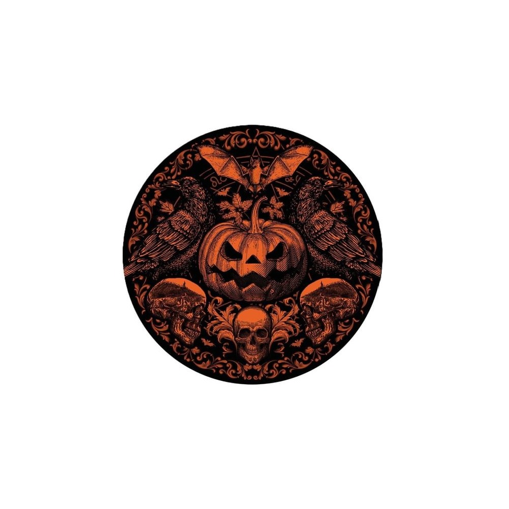 Gotiske Græskar Paptallerkener Sort/Orange - 6 stk (Ø 23 cm) | Græskar Tallerkner - Temashop
