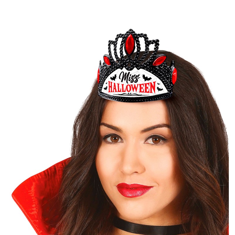 Miss Halloween Tiara Sort/Rød 