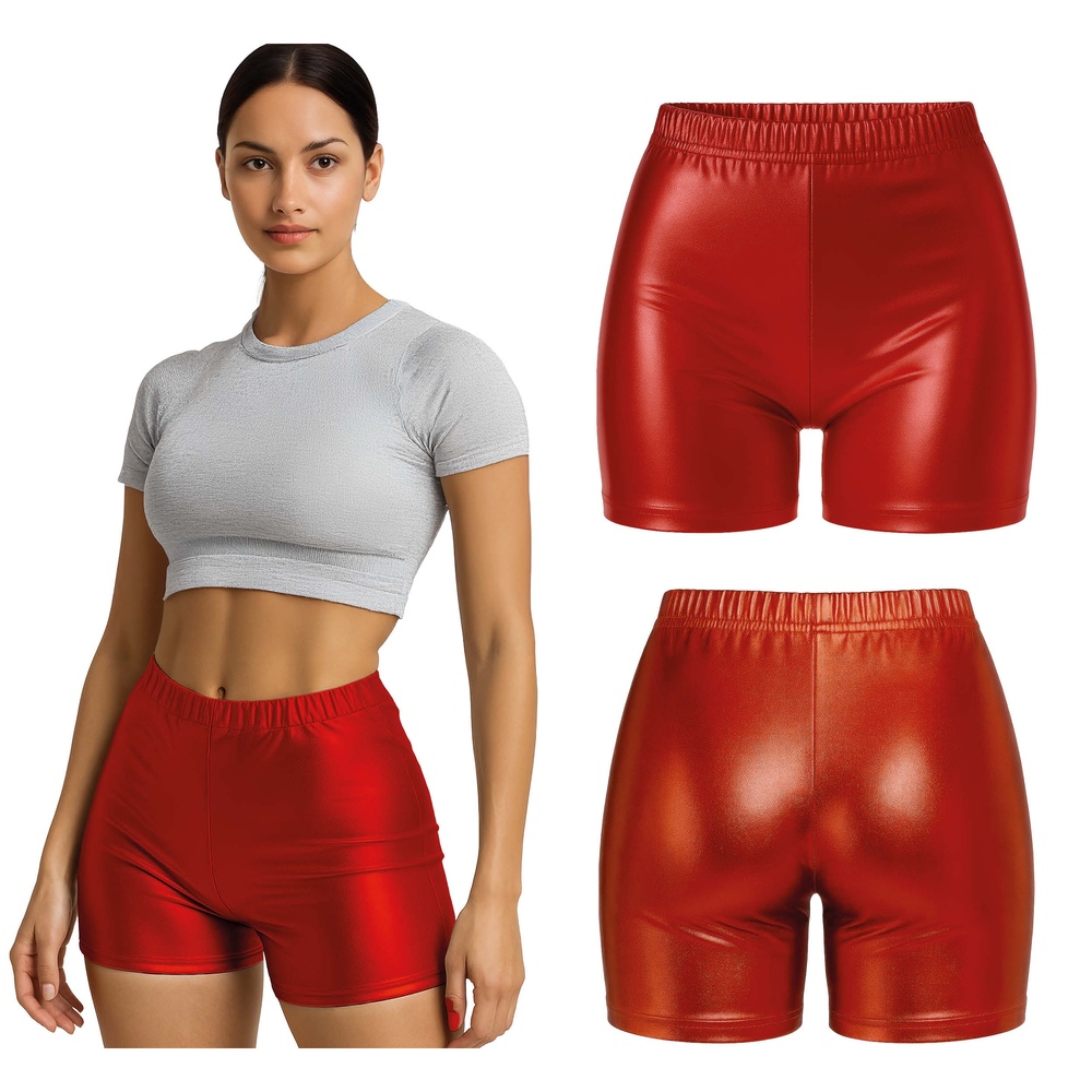 70'er Metalliske Shorts Rød | 70'erne Disco Bukser / Skørt / Shorts - Beklædning - Temashop